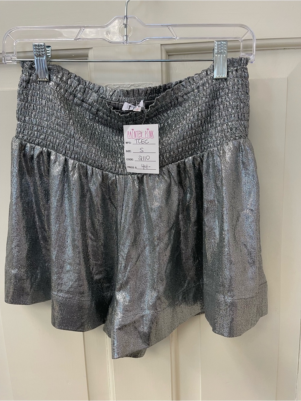 TCEC Metallic Silver Skort with Smocked Waistband